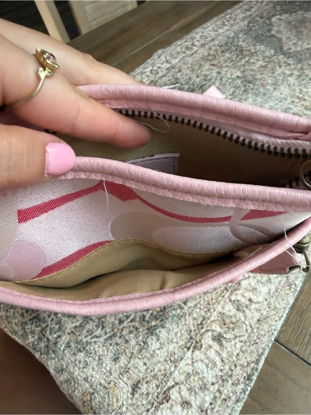 Coach Pink Signature Crossbody with Red Accent